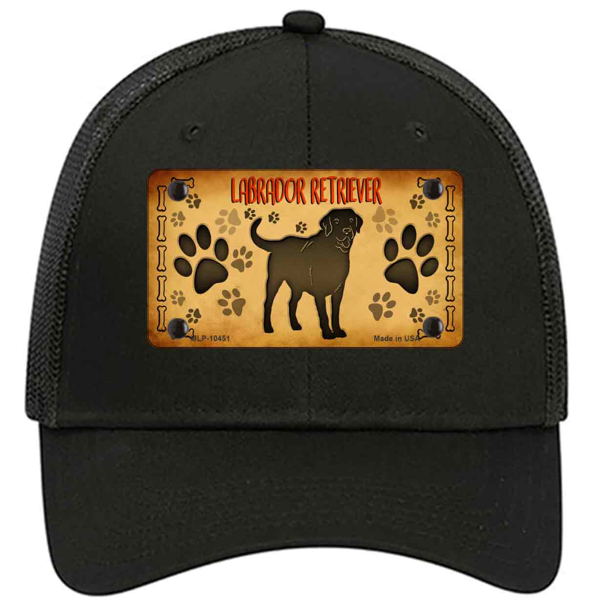 Labrador Retriever Novelty Black Mesh License Plate Hat