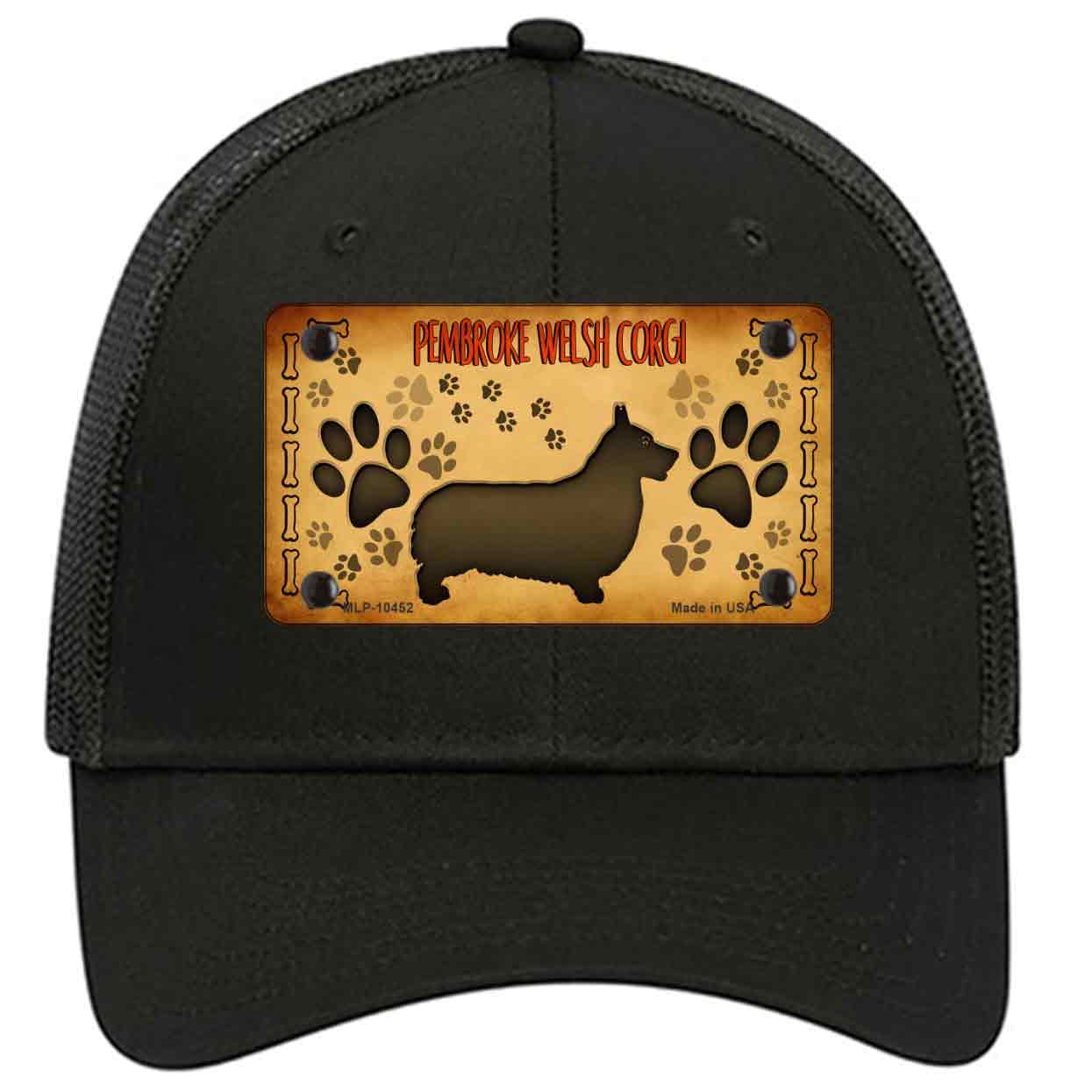 Pembroke Welsh Corgi Novelty Black Mesh License Plate Hat