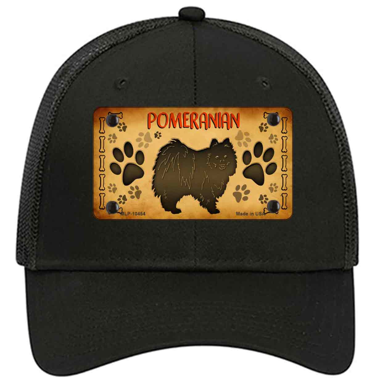 Pomeranian Novelty Black Mesh License Plate Hat