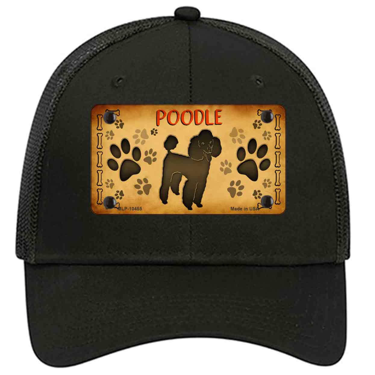 Poodle Novelty Black Mesh License Plate Hat
