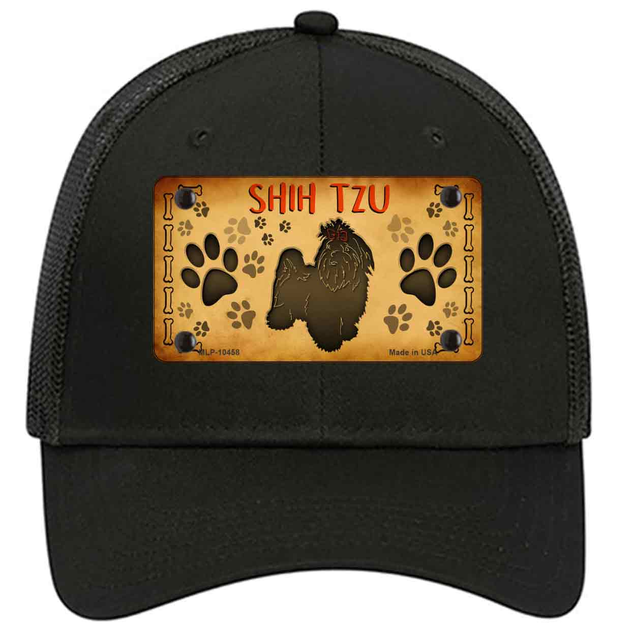 Shih Tzu Novelty Black Mesh License Plate Hat