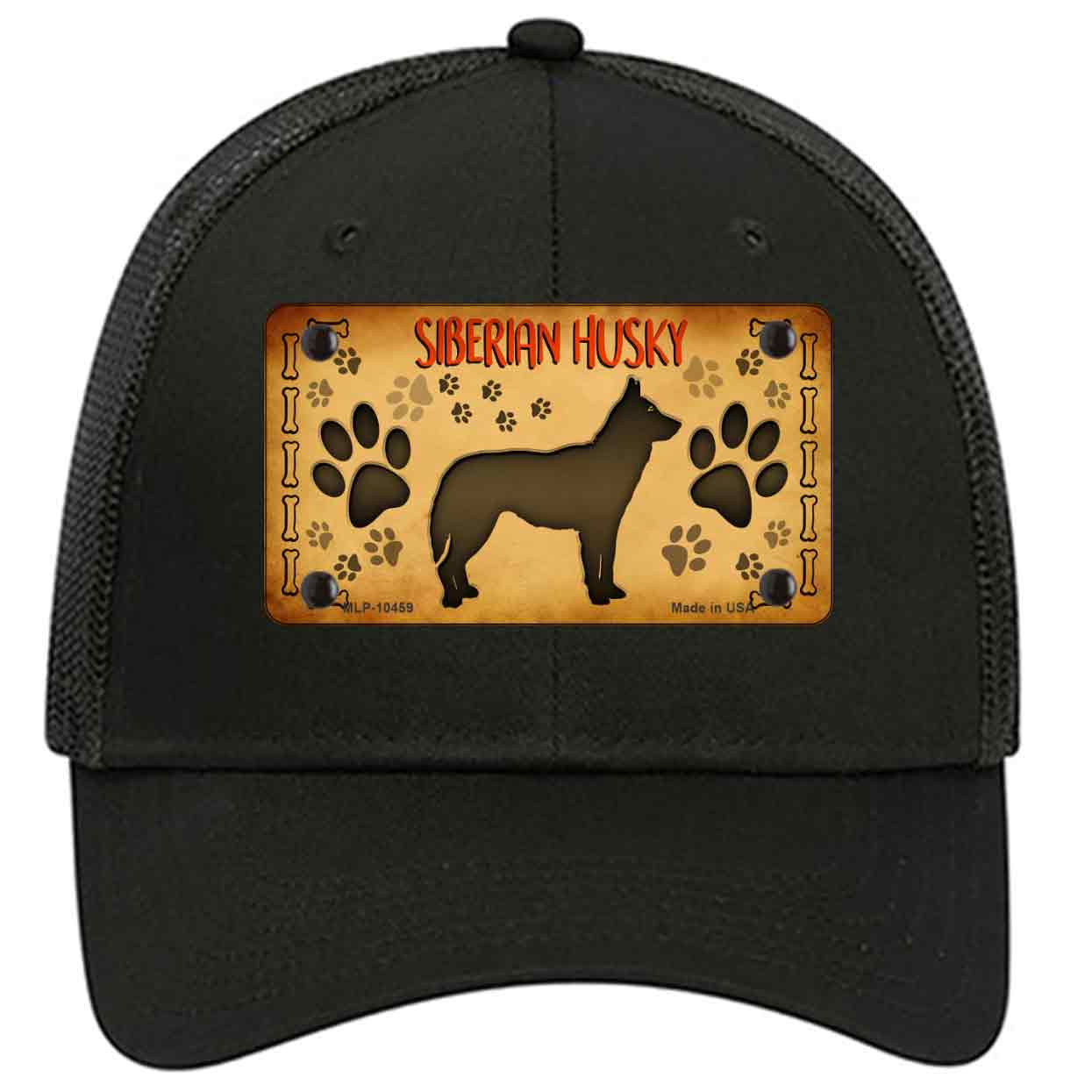 Siberian Husky Novelty Black Mesh License Plate Hat