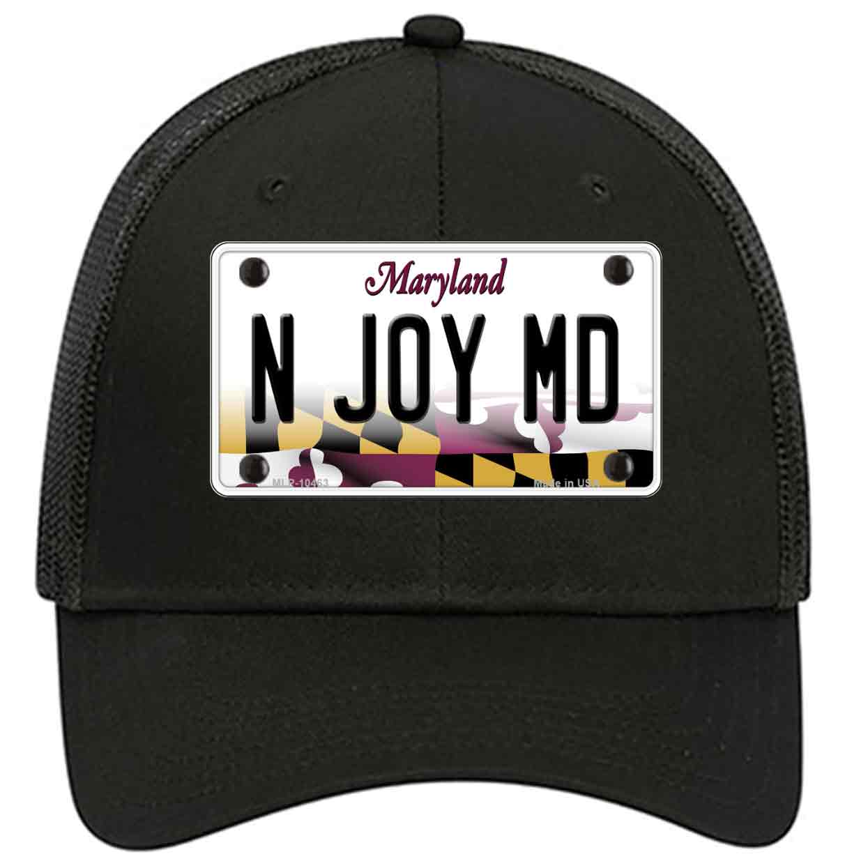 N Joy MD Maryland Novelty Black Mesh License Plate Hat