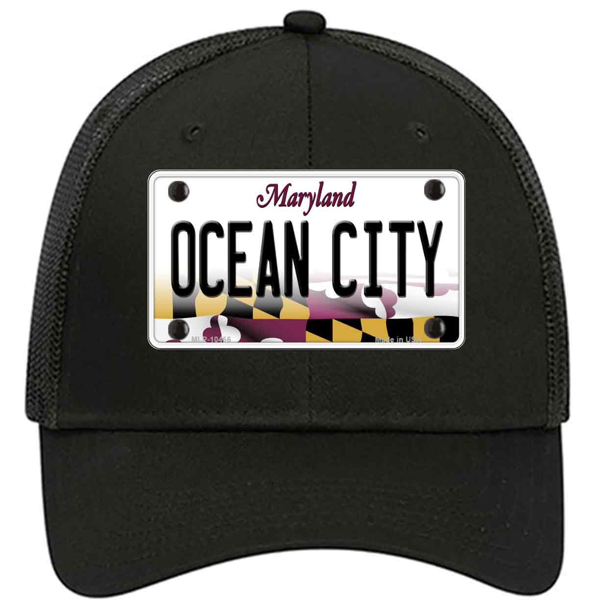 Ocean City Maryland Novelty Black Mesh License Plate Hat