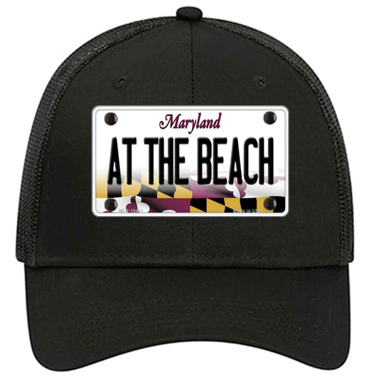 At The Beach Maryland Novelty Black Mesh License Plate Hat