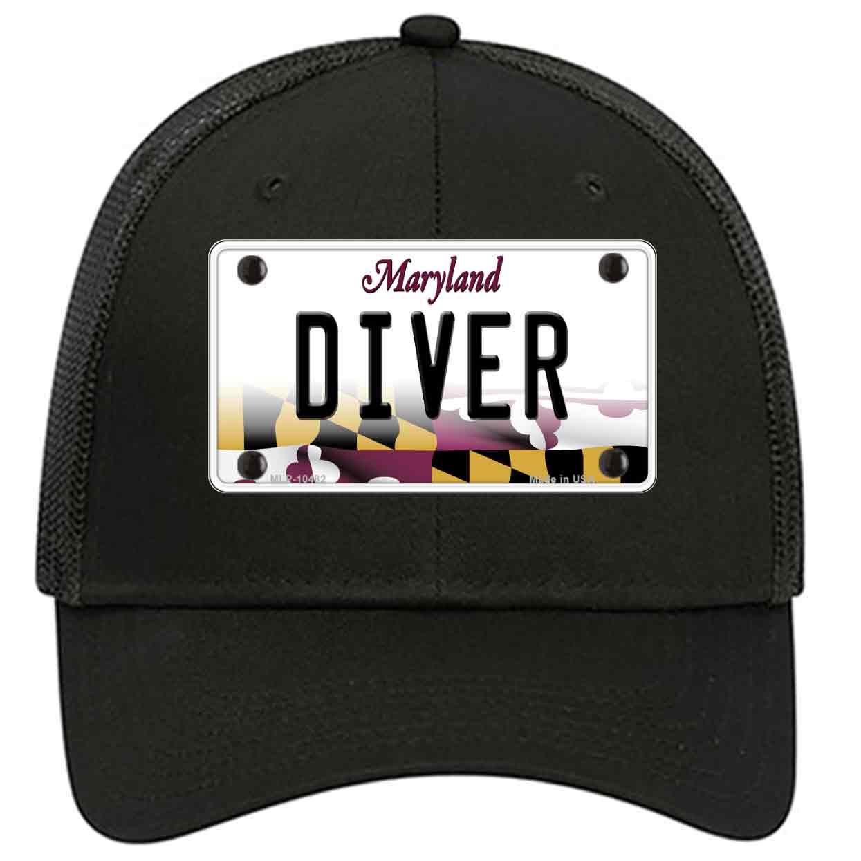 Diver Maryland Novelty Black Mesh License Plate Hat
