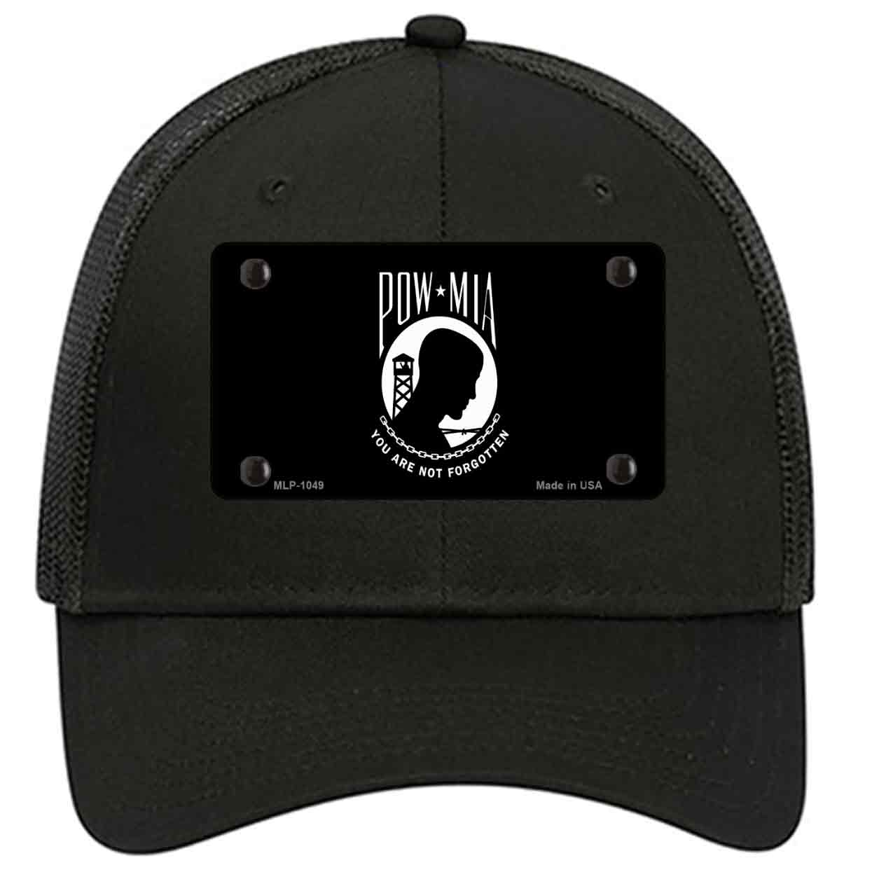 POW MIA Black Flag Novelty Black Mesh License Plate Hat