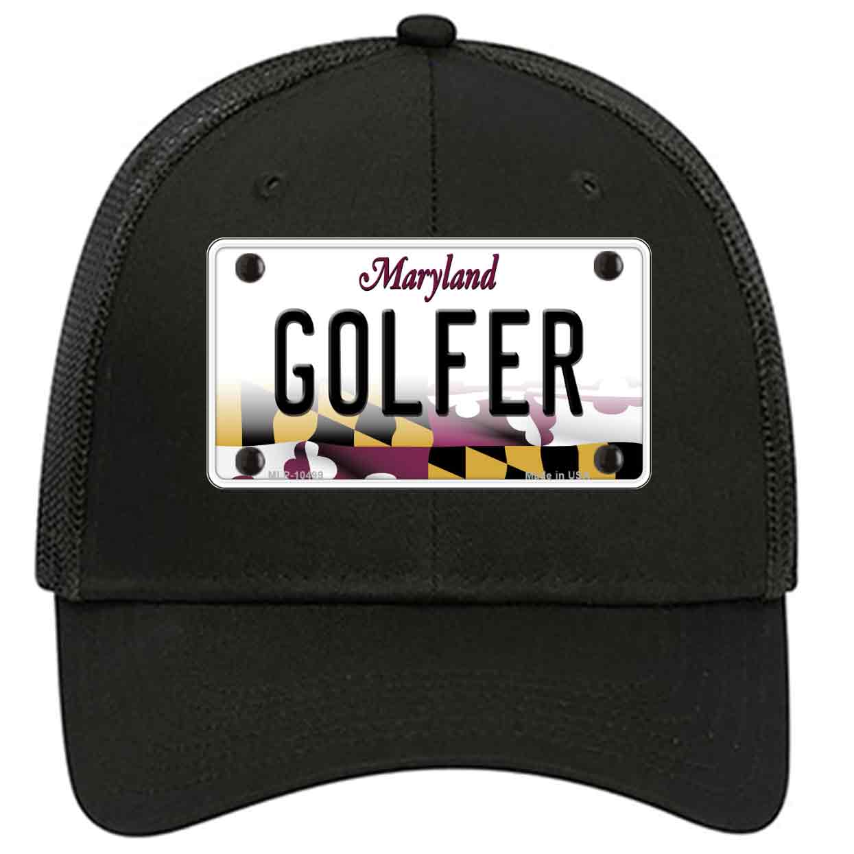 Golfer Maryland Novelty Black Mesh License Plate Hat