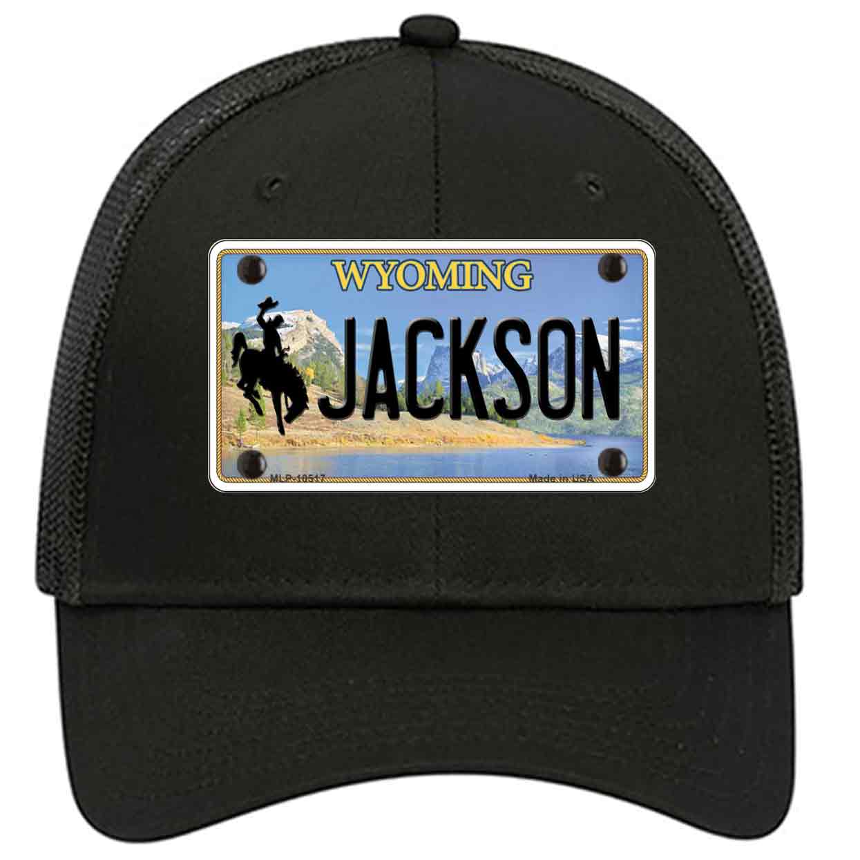 Jackson Wyoming Novelty Black Mesh License Plate Hat