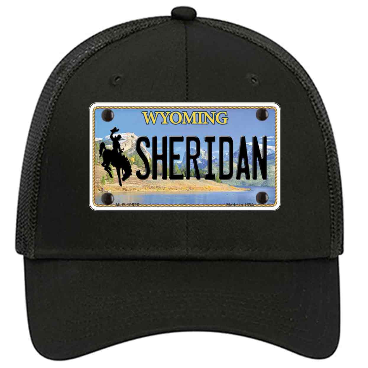 Sheridan Wyoming Novelty Black Mesh License Plate Hat