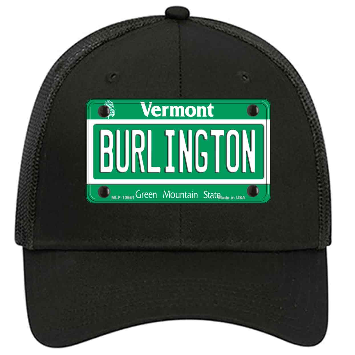 Burlington Vermont Novelty Black Mesh License Plate Hat