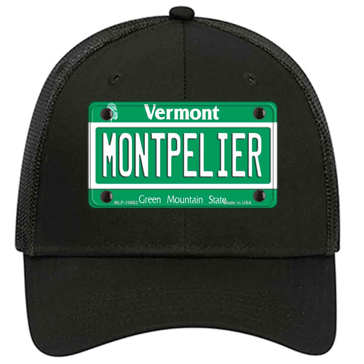 Montpelier Vermont Novelty Black Mesh License Plate Hat