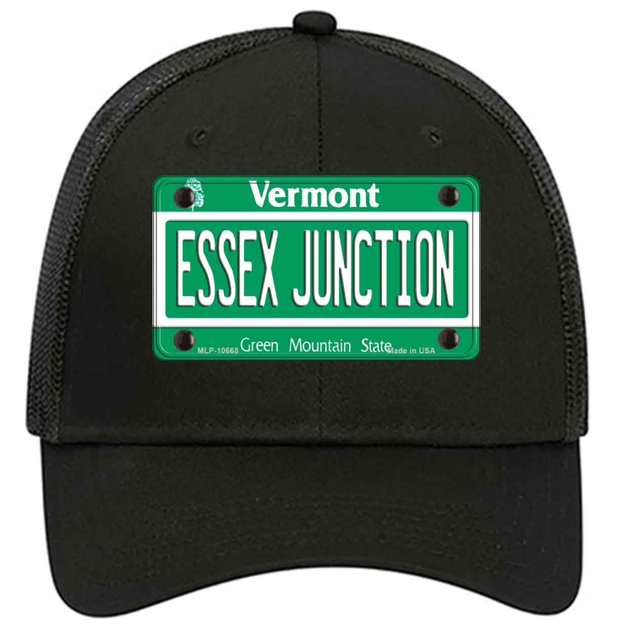 Essex Junction Vermont Novelty Black Mesh License Plate Hat