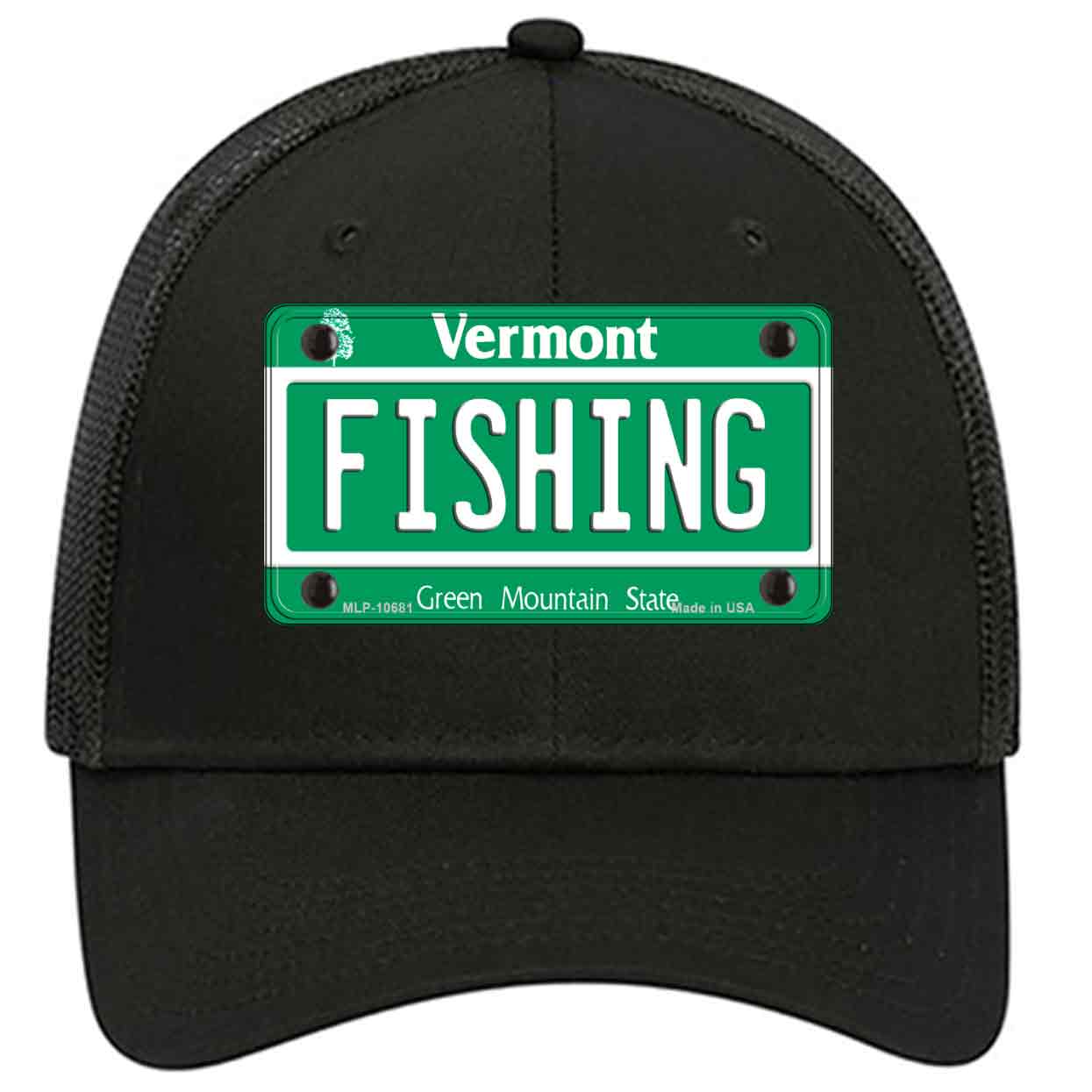 Fishing Vermont Novelty Black Mesh License Plate Hat