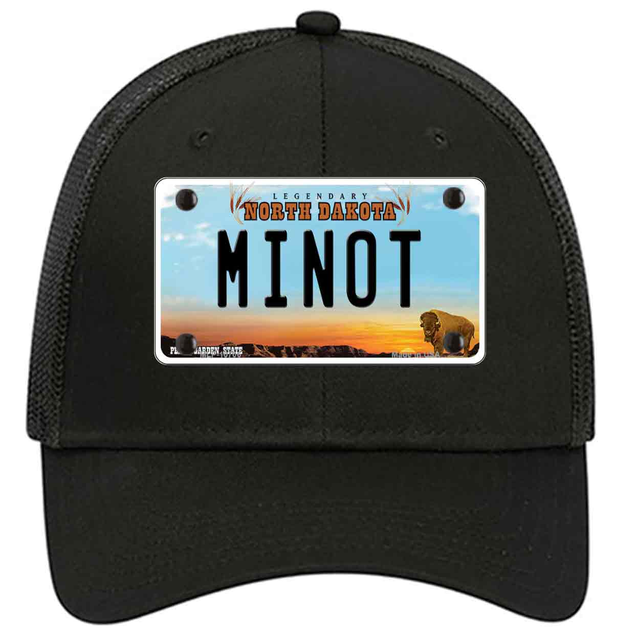 Minot North Dakota Novelty Black Mesh License Plate Hat