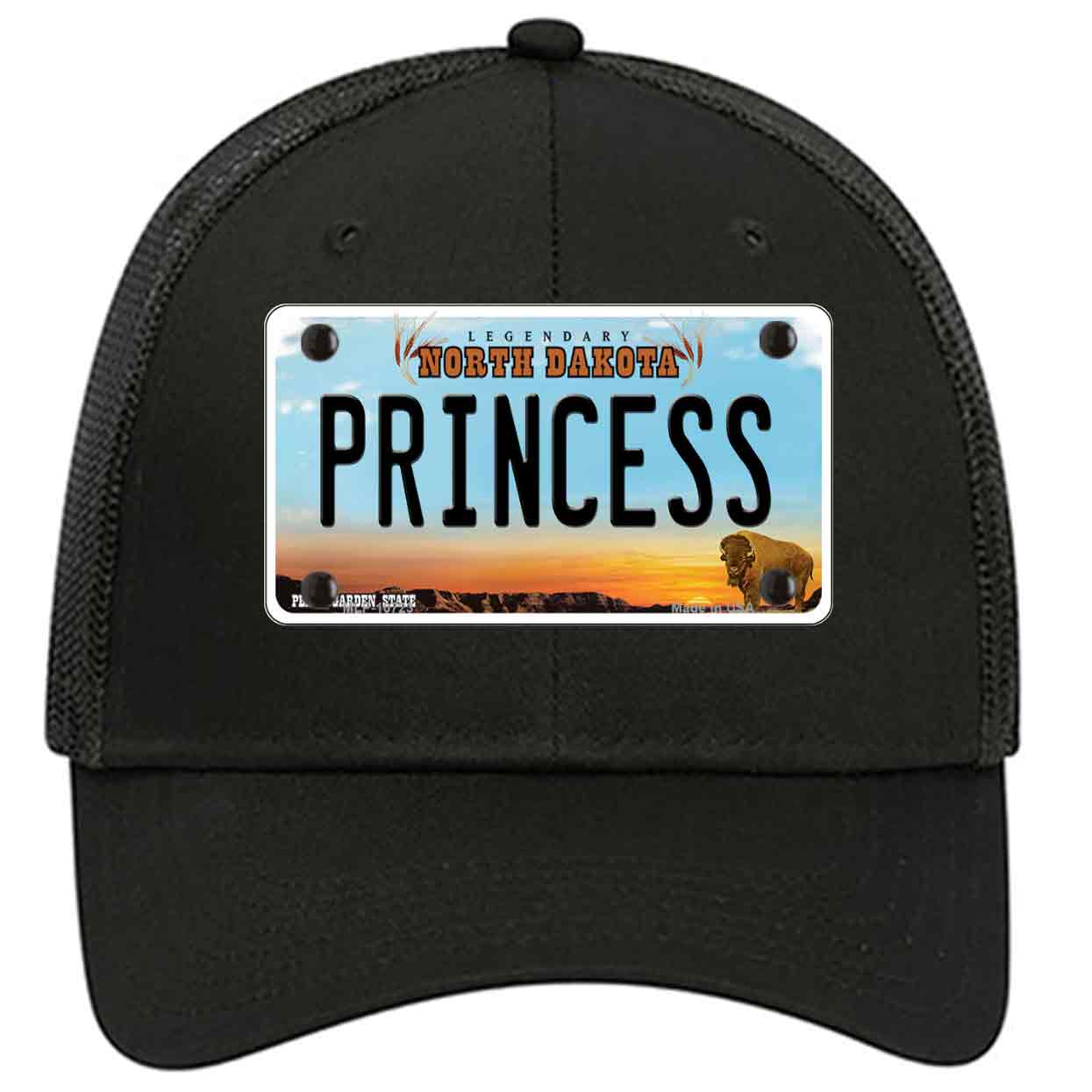 Princess North Dakota Novelty Black Mesh License Plate Hat