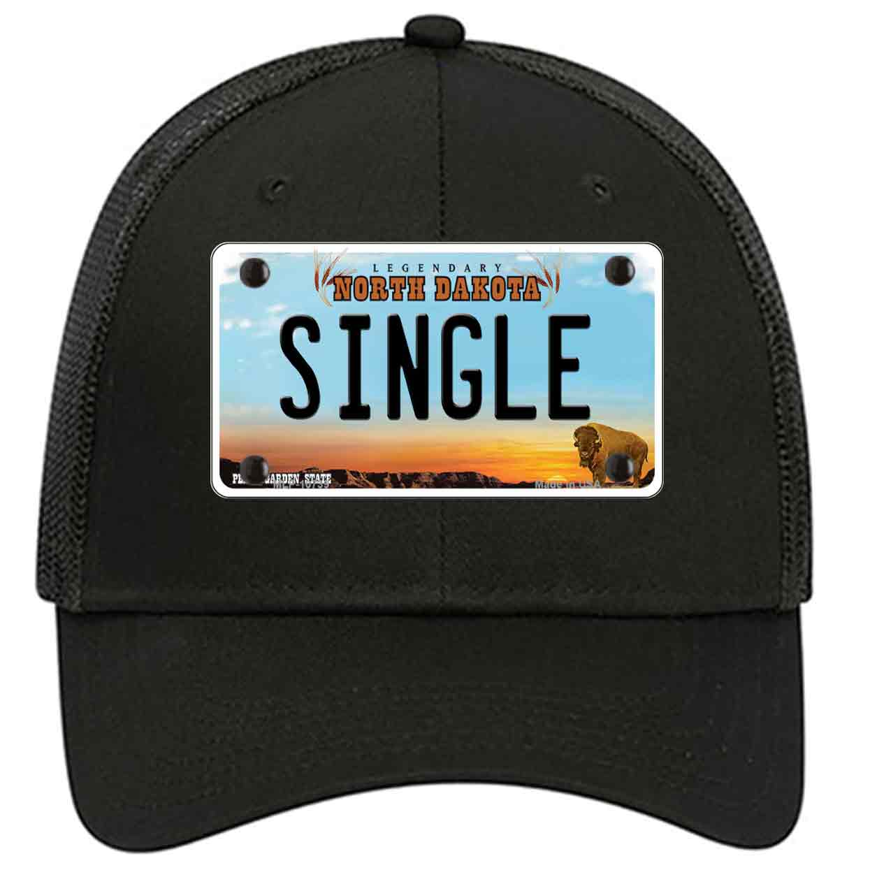 Single North Dakota Novelty Black Mesh License Plate Hat