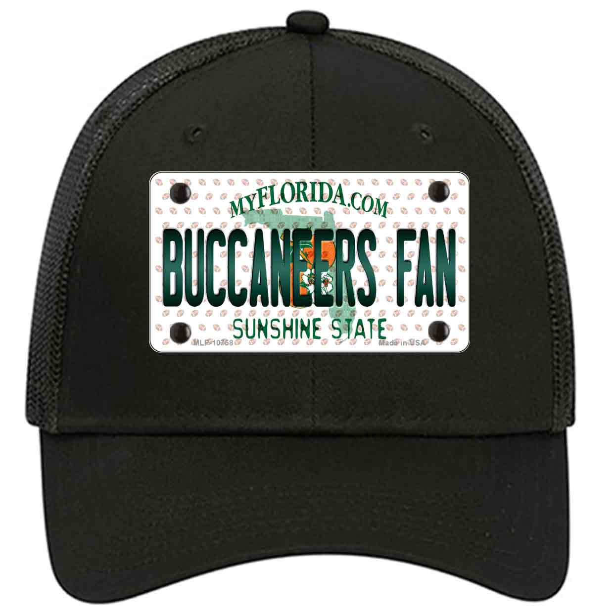 Buccaneers Fan Florida Novelty Black Mesh License Plate Hat