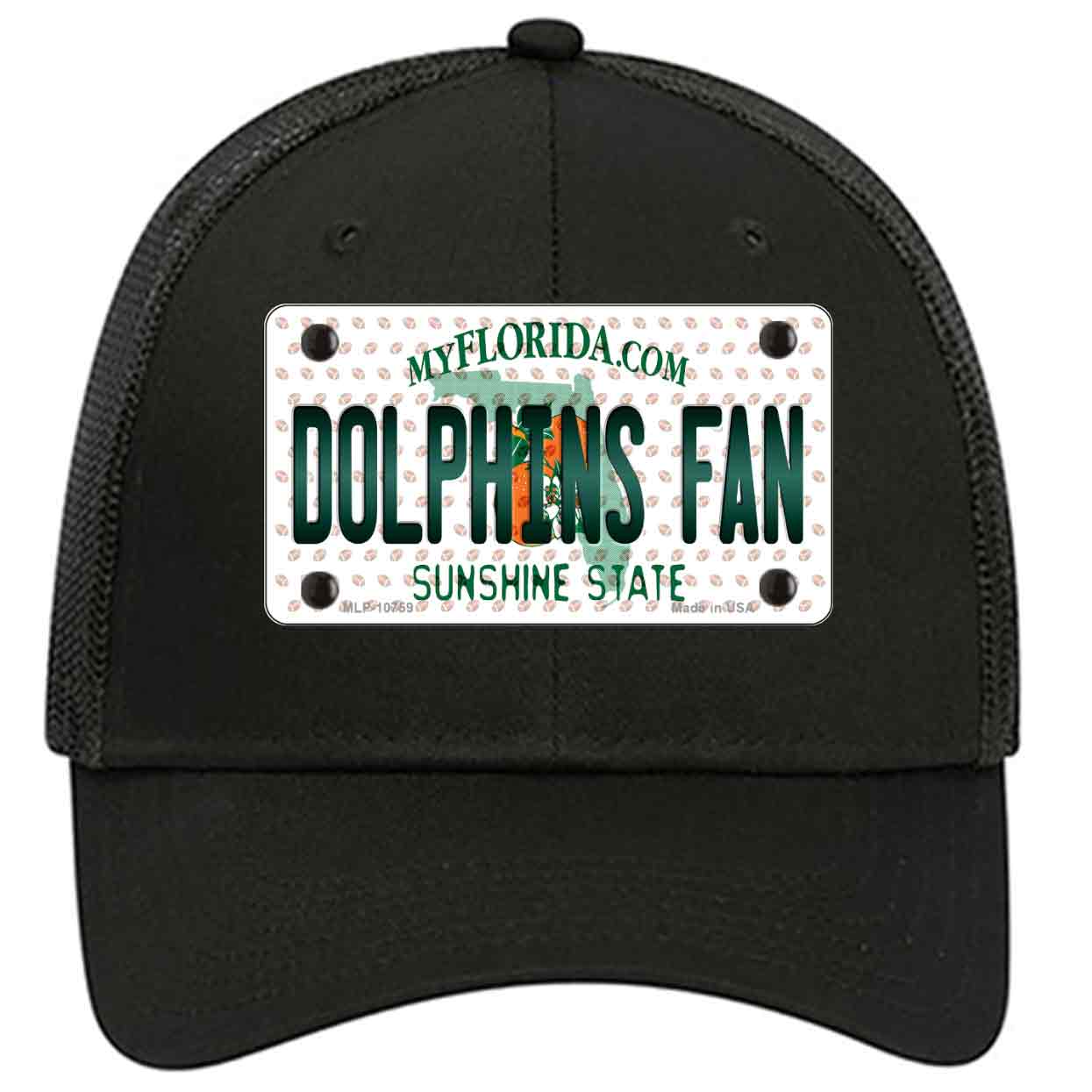 Dolphins Fan Florida Novelty Black Mesh License Plate Hat