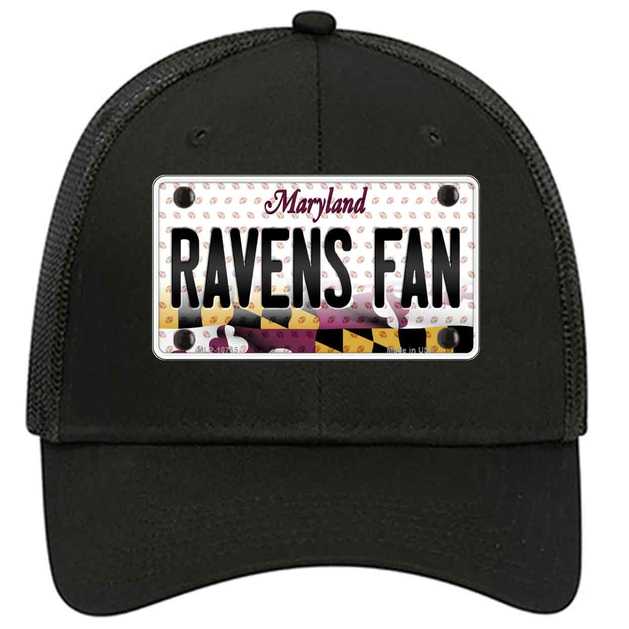 Ravens Fan Maryland Novelty Black Mesh License Plate Hat