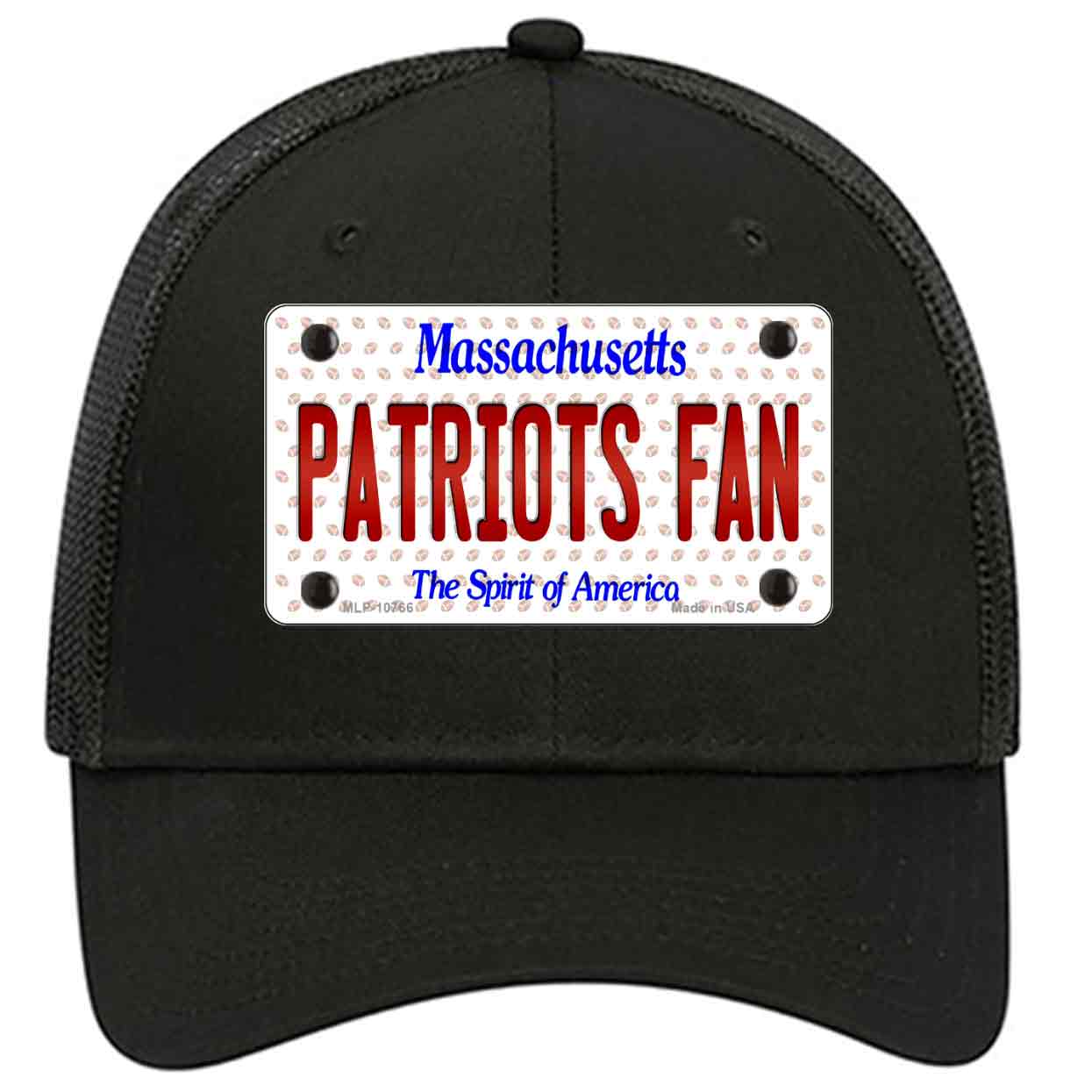 Patriots Fan Massachusetts Novelty Black Mesh License Plate Hat