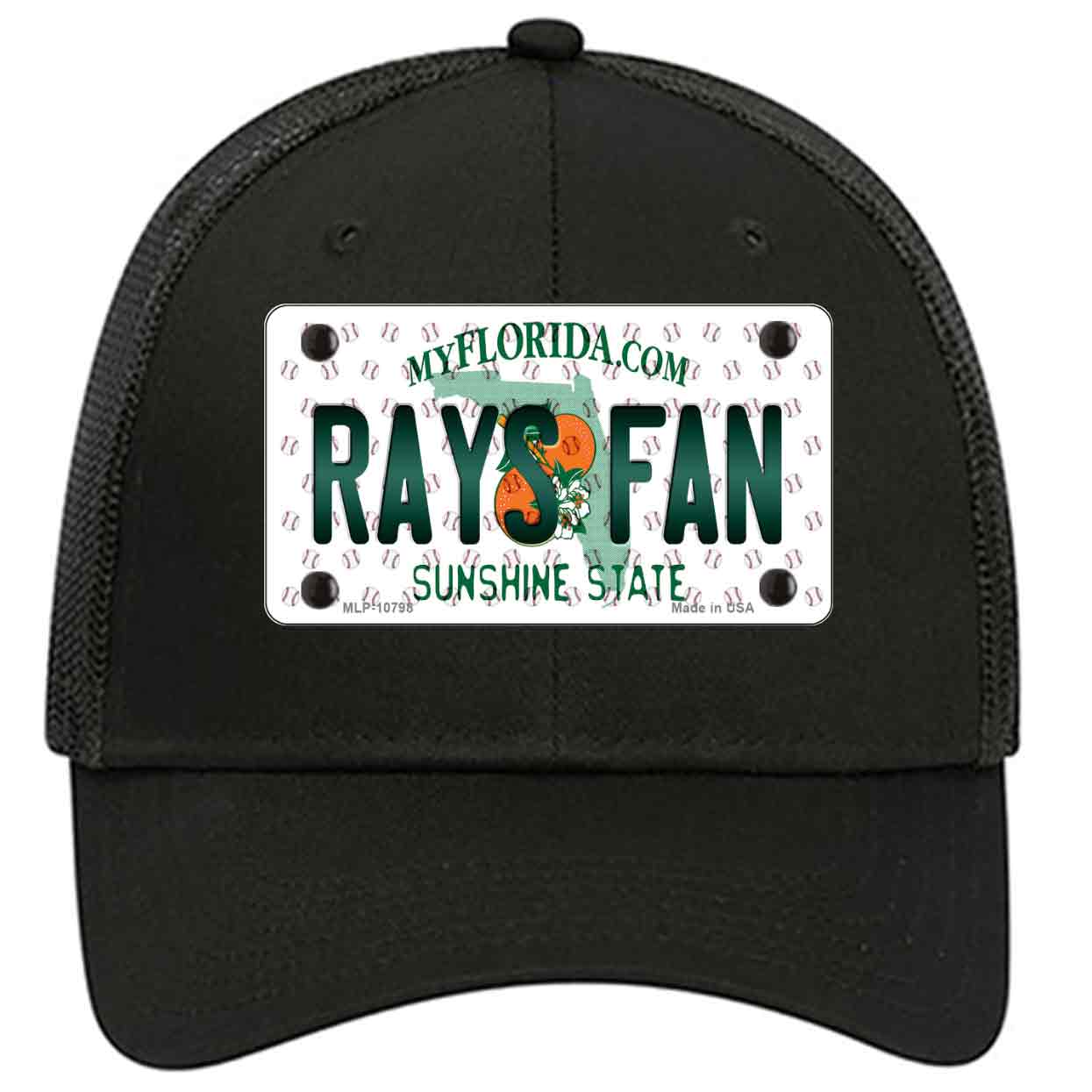 Rays Fan Florida Novelty Black Mesh License Plate Hat