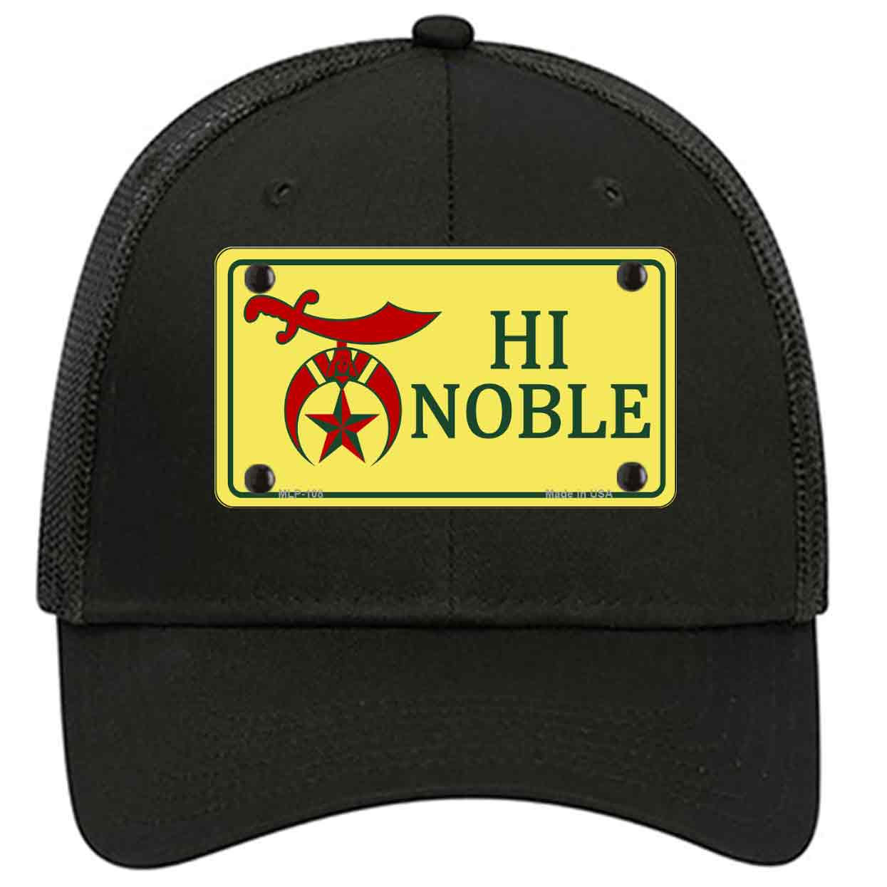 High Noble Novelty Black Mesh License Plate Hat