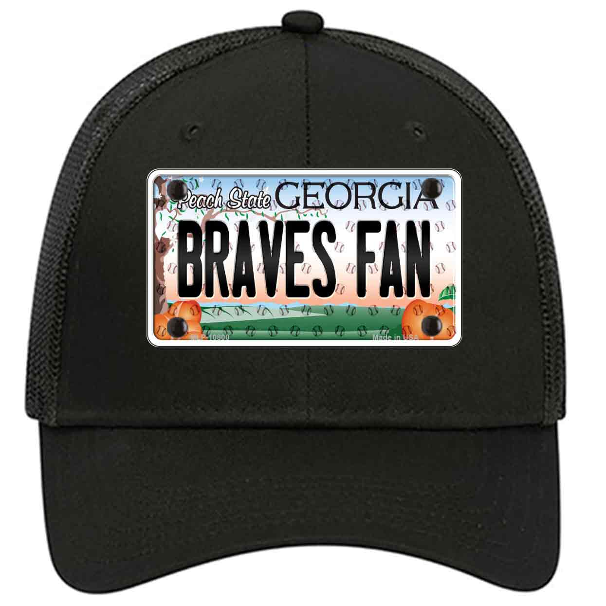 Braves Fan Georgia Novelty Black Mesh License Plate Hat