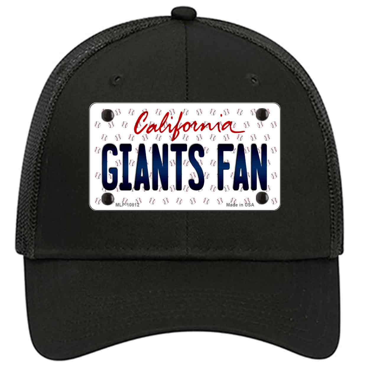 Giants Fan California Novelty Black Mesh License Plate Hat