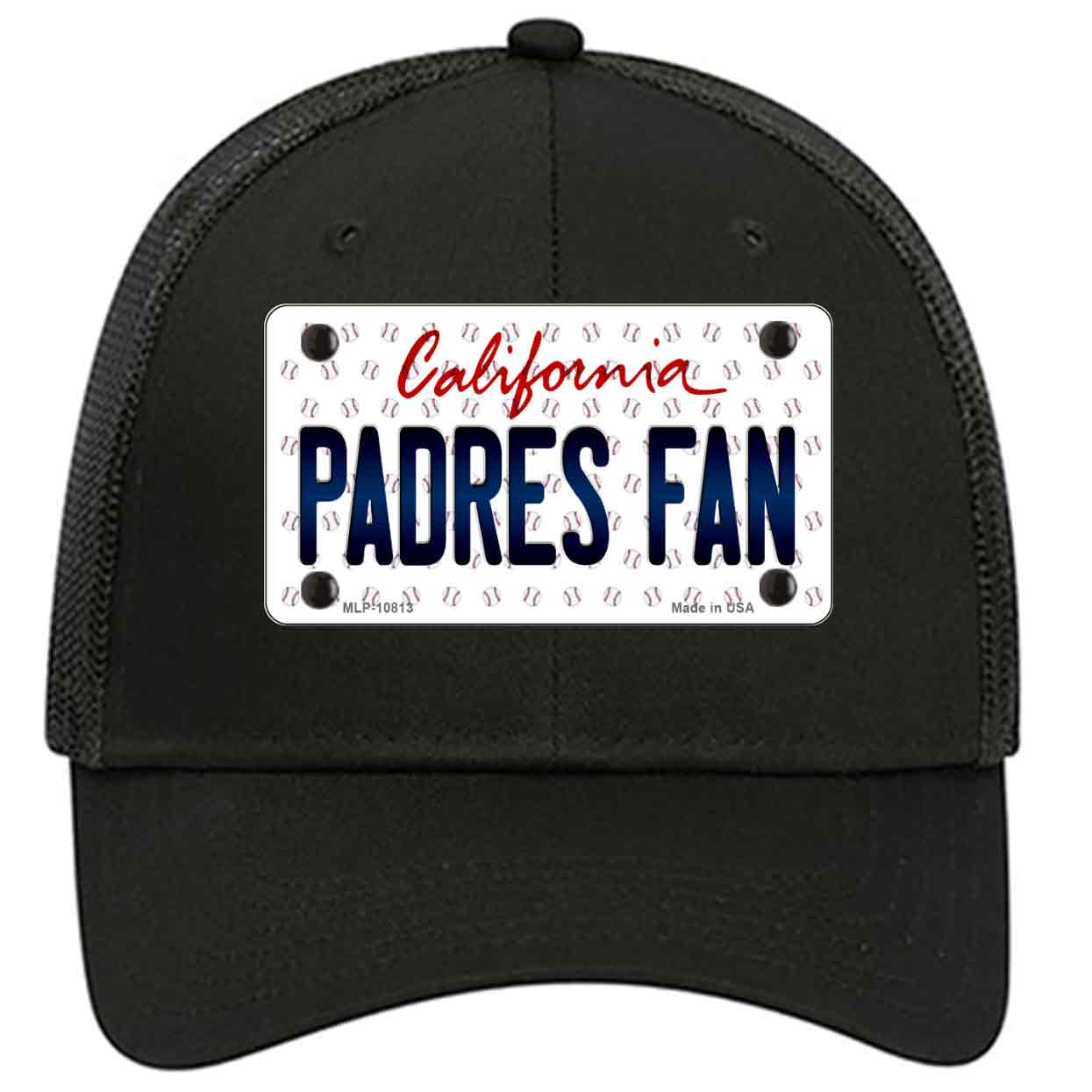 Padres Fan California Novelty Black Mesh License Plate Hat