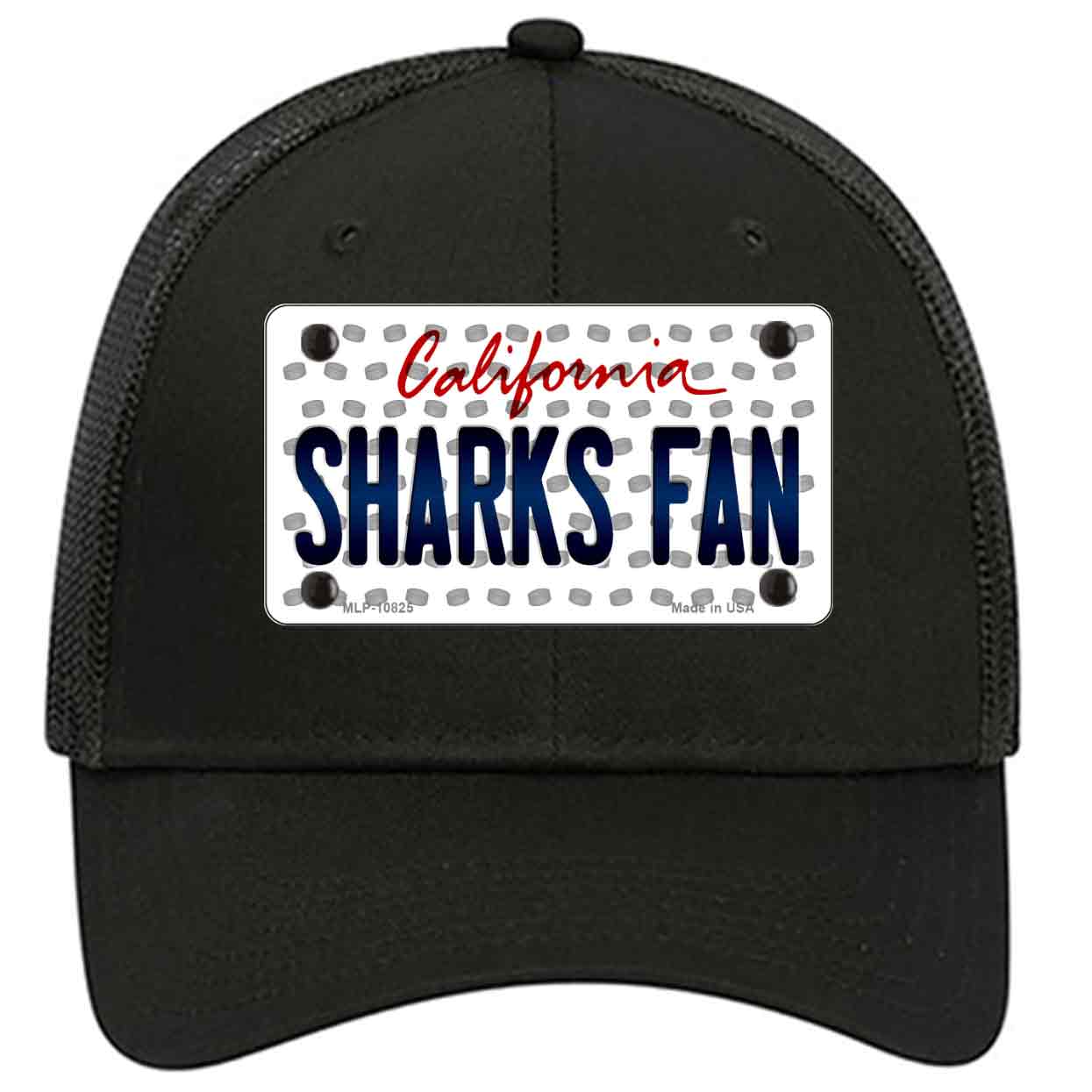 Sharks Fan California Novelty Black Mesh License Plate Hat