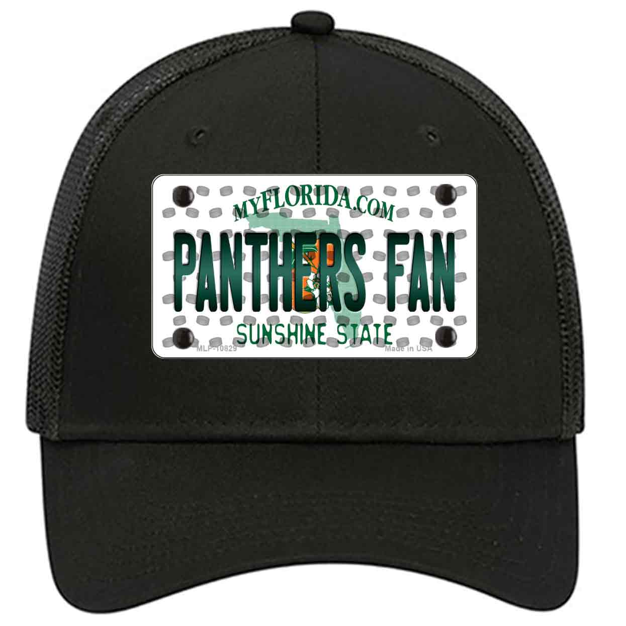 Panthers Fan Florida Novelty Black Mesh License Plate Hat
