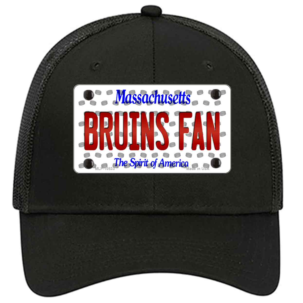 Bruins Fan Massachusetts Novelty Black Mesh License Plate Hat