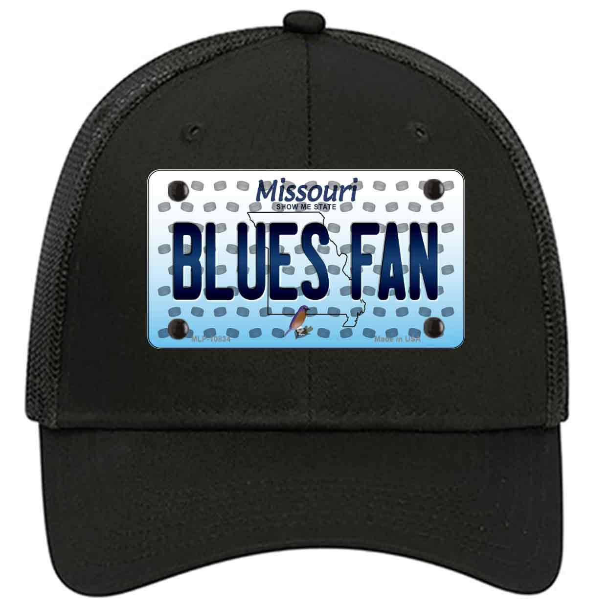 Blues Fan Missouri Novelty Black Mesh License Plate Hat