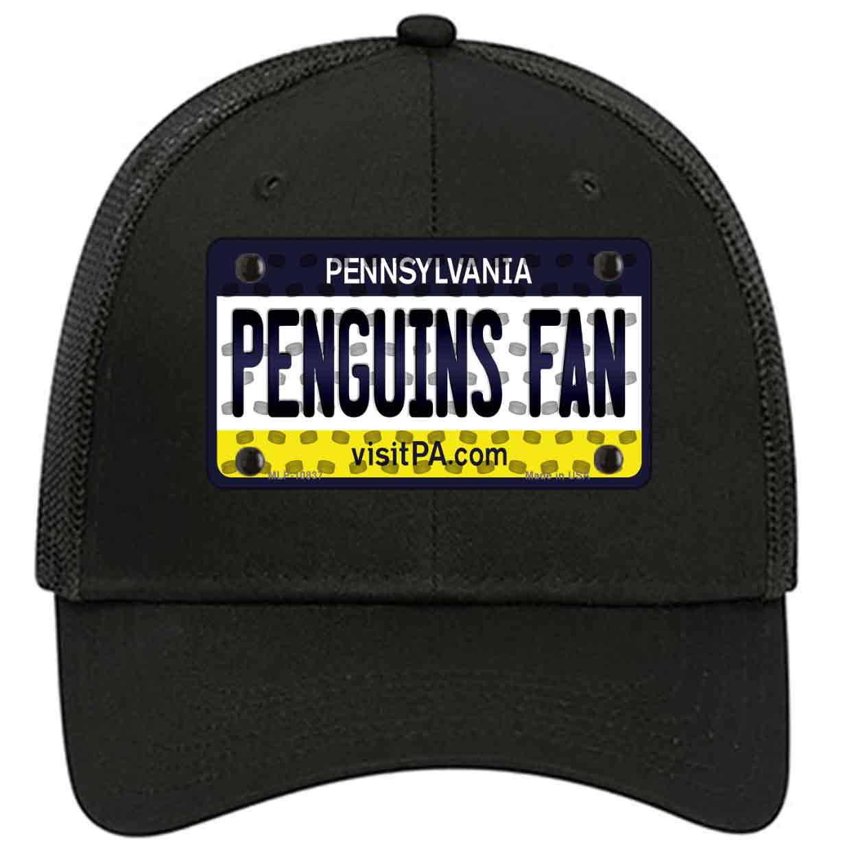 Penguins Fan Pennsylvania Novelty Black Mesh License Plate Hat