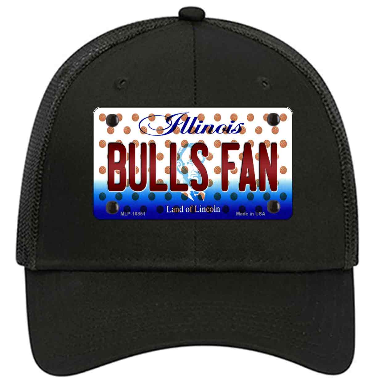 Bulls Fan Illinois Novelty Black Mesh License Plate Hat
