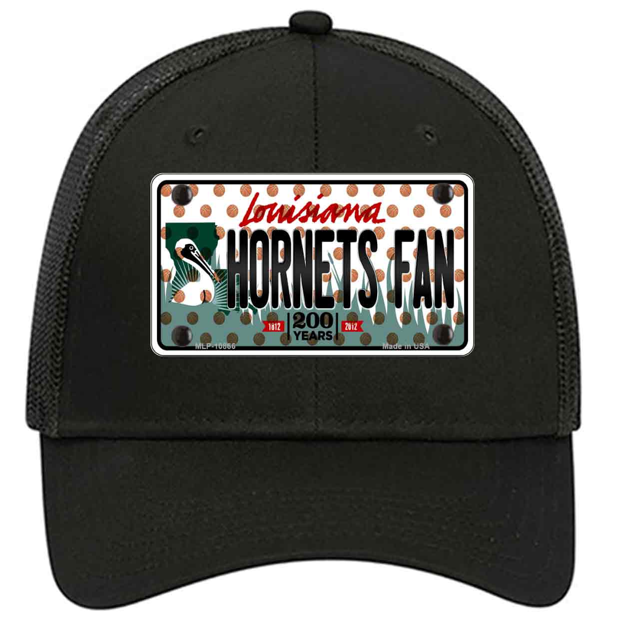 Pelicans Fan Louisiana Novelty Black Mesh License Plate Hat