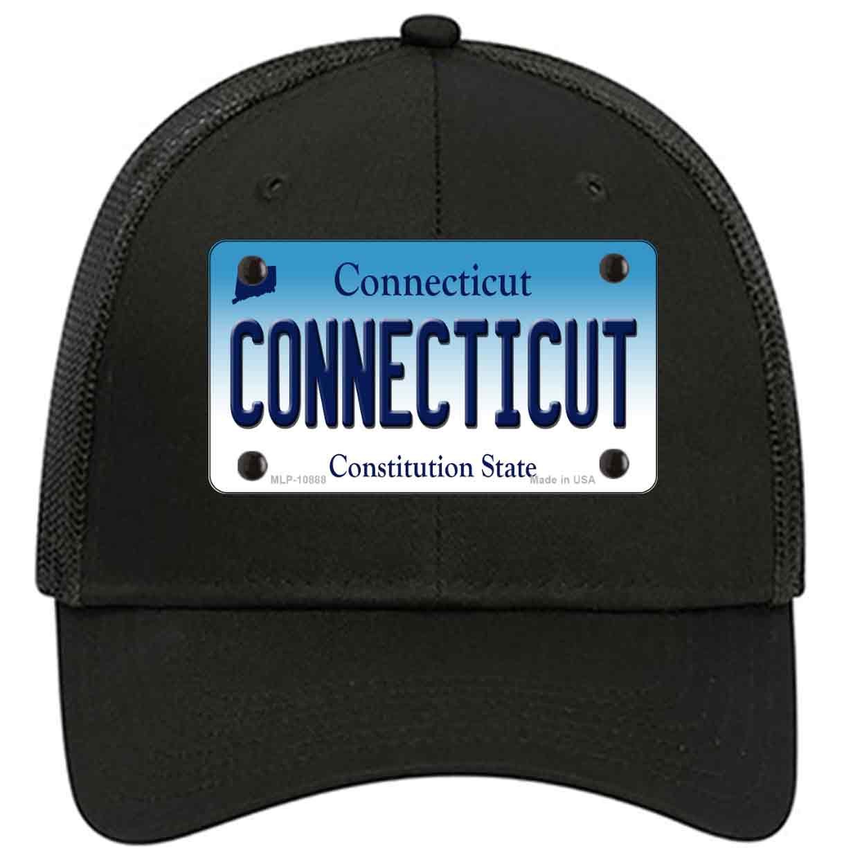 Connecticut State Novelty Black Mesh License Plate Hat