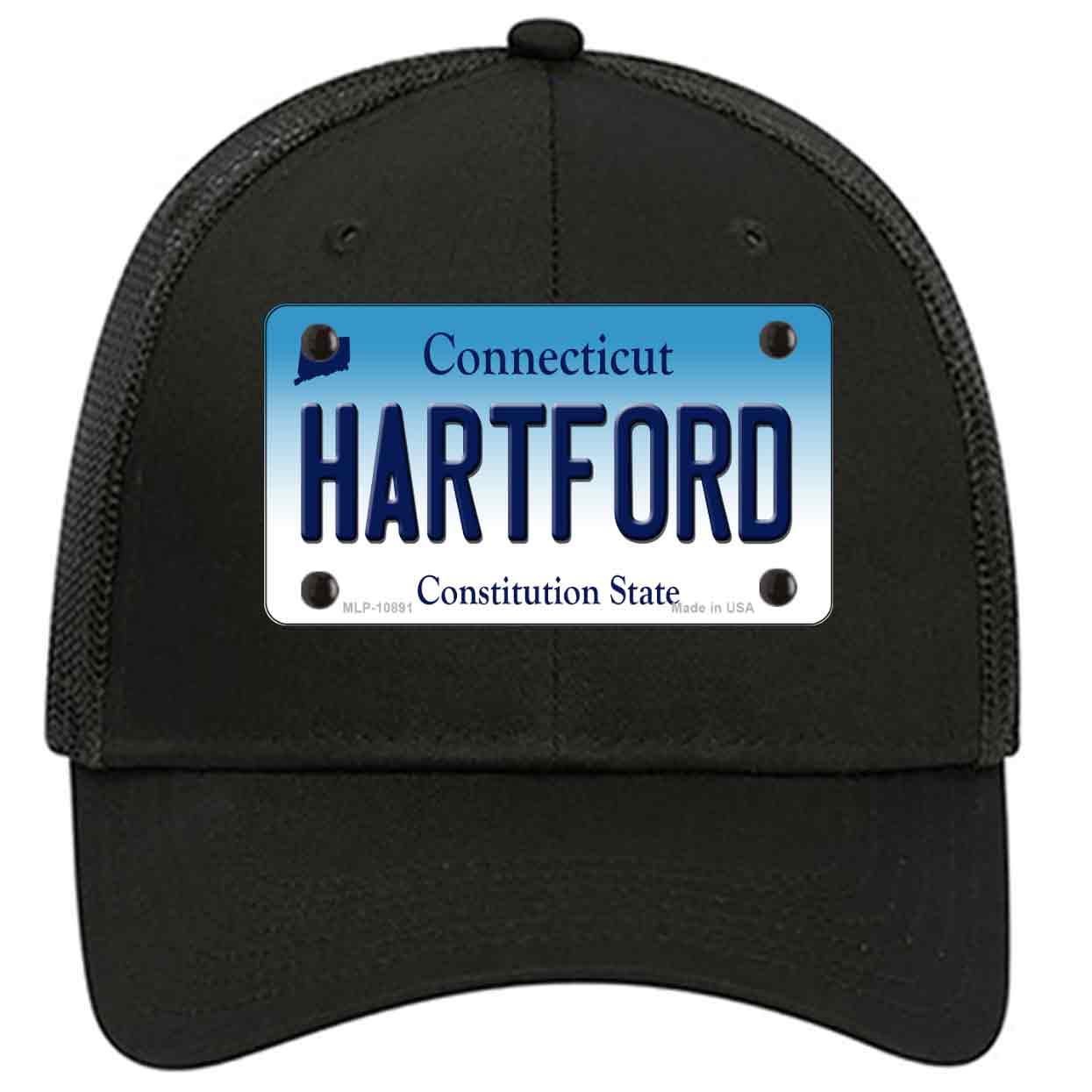 Hartford Connecticut Novelty Black Mesh License Plate Hat