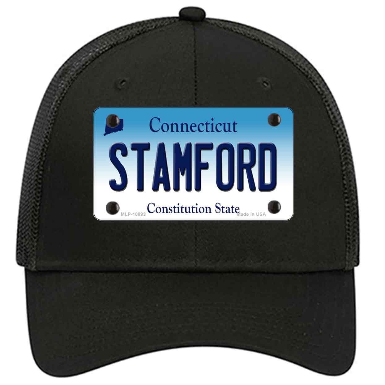 Stamford Connecticut Novelty Black Mesh License Plate Hat
