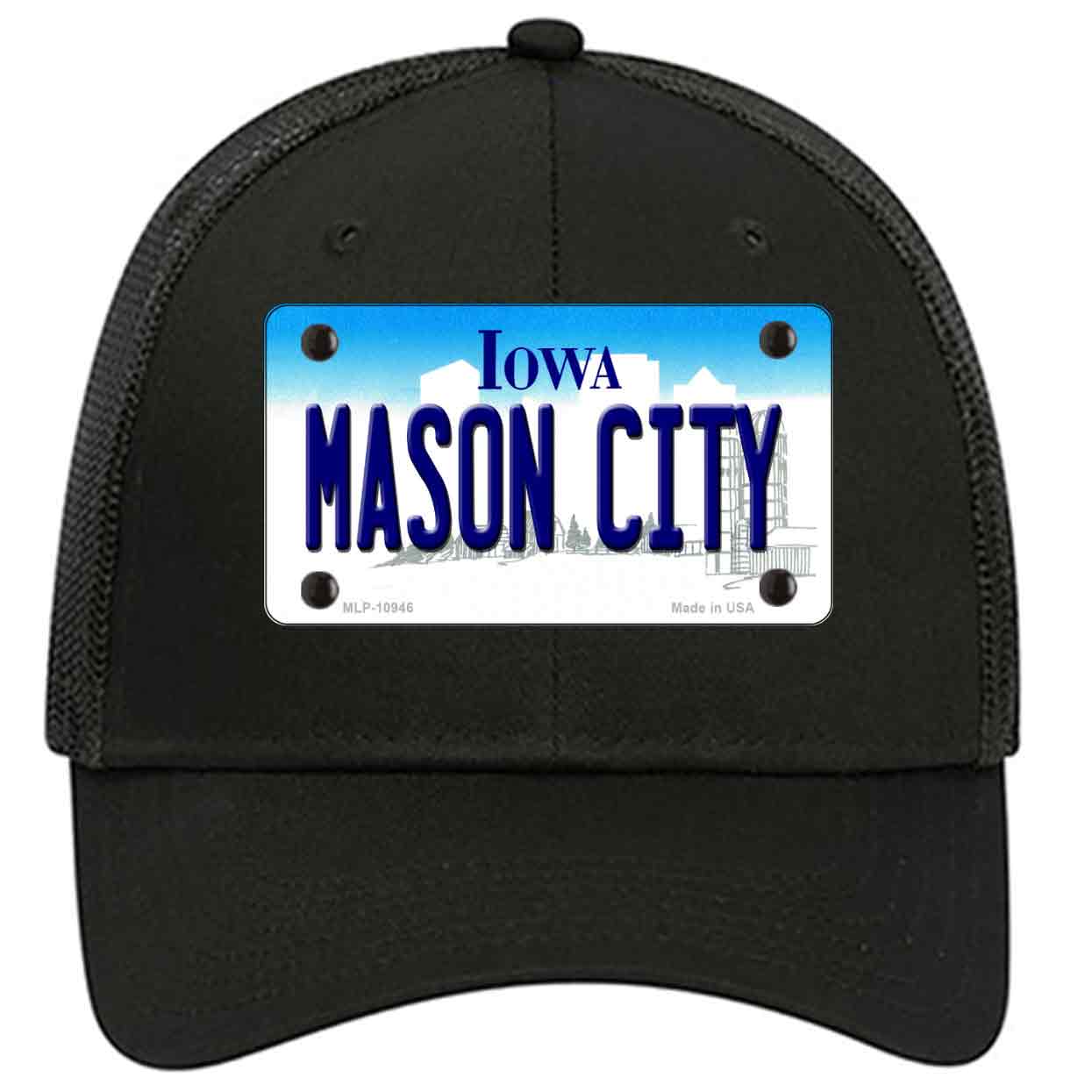 Mason City Iowa Novelty Black Mesh License Plate Hat