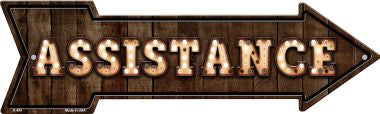 Assistance Bulb Letters Novelty Arrow Sign