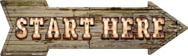 Start Here Bulb Letters Novelty Arrow Sign