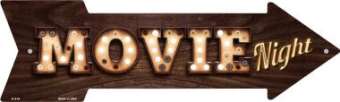 Movie Night Bulb Letters Novelty Arrow Sign