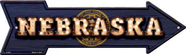 Nebraska Bulb Lettering With State Flag Novelty Arrows A-607