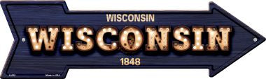 Wisconsin Bulb Lettering With State Flag Novelty Arrows