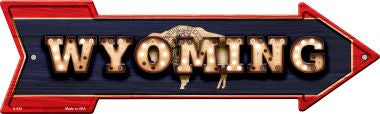 Wyoming Bulb Lettering With State Flag Novelty Arrows