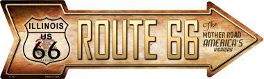 Route 66 Illinois Flag Novelty Metal Arrow Sign