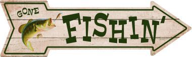 Fishin Novelty Metal Arrow Sign