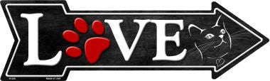 Love Cats Novelty Metal Arrow Sign